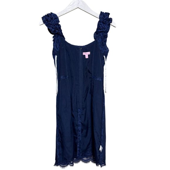 Lilly Pulitzer Mara Bright Navy About Face Two Tone Lace Dress Sleeveless Size 2 - Picture 10 of 16